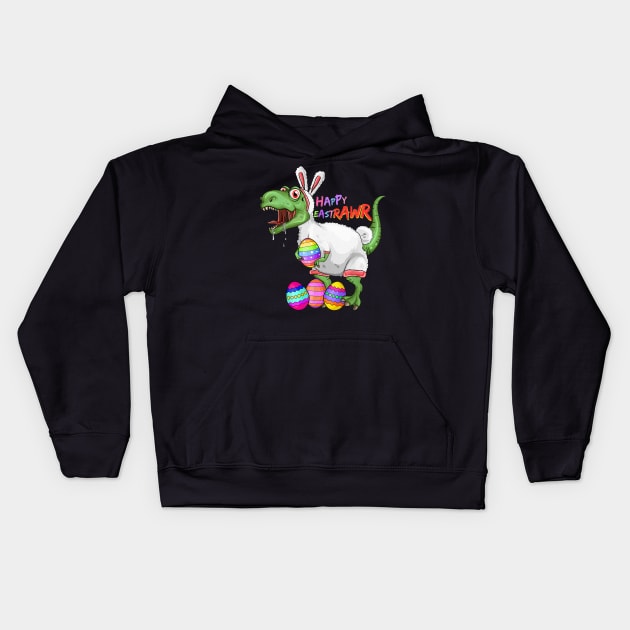 Happy Eastrawr T-Shirt Dinosaur T-Rex Easter Bunny Kids Hoodie by craiglimu